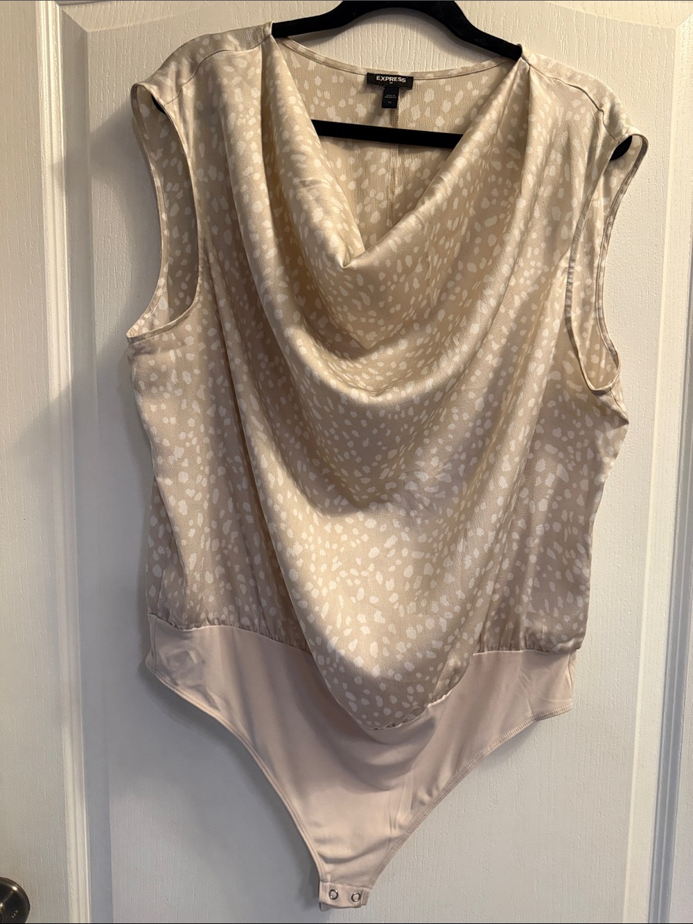 Express Cream Drape-Neck Sleeveless Bodysuit